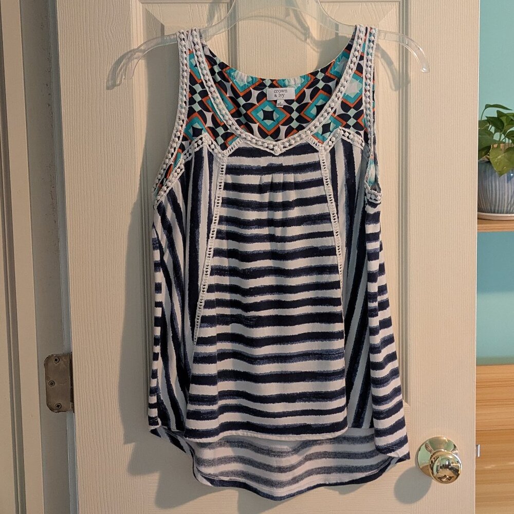 Crown & Ivy Mixed Pattern Tank Top